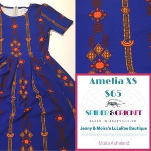 BNWT XS Amelia LuLaRoe Dress, Blue southwestern